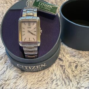 Men’s Citizen Eco-Drive Stainless Rectangular Watch